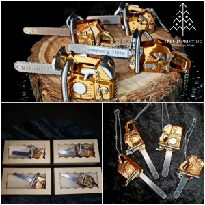 Premium mini chainsaw ornament - collage