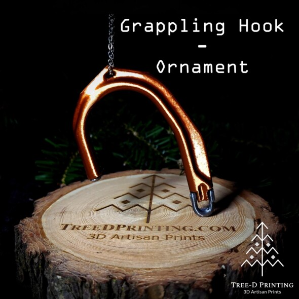 Mini climbing grappling hook ornament - copper colour