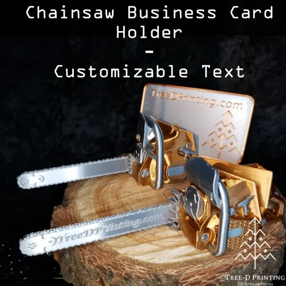 Chainsaw business car holder with customizable text