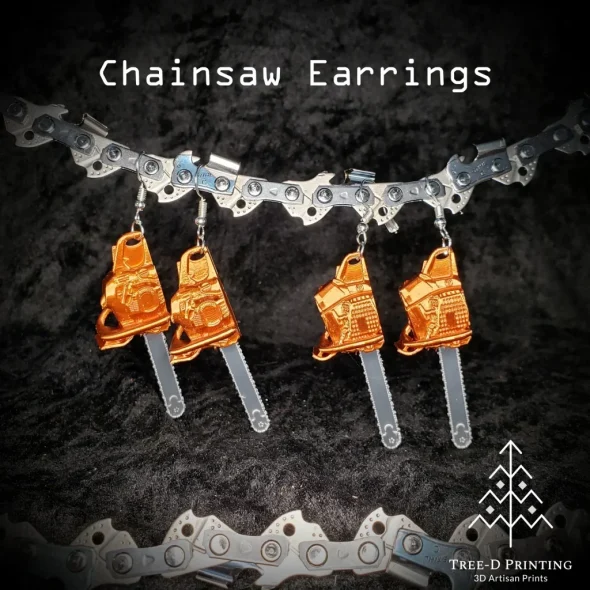 Mini chainsaw earrings