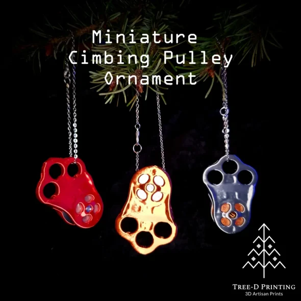 Mini Climbing Pulley Ornaments - Red, copper, silver