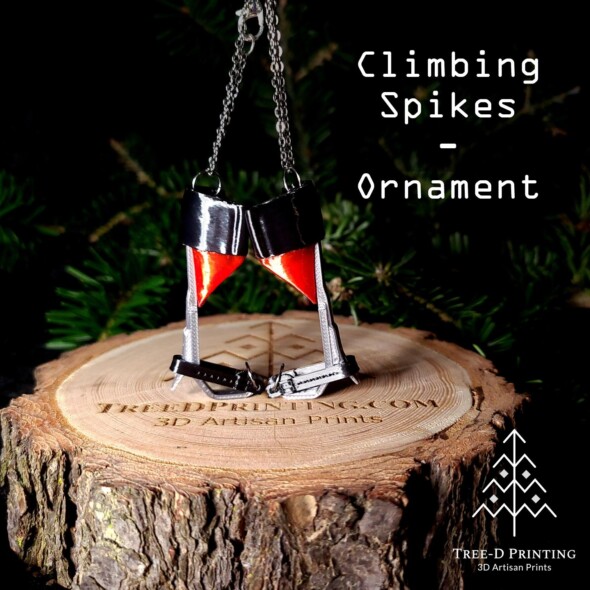 Arborist climbing spikes ornament red