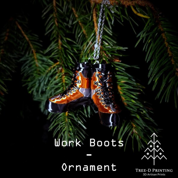Miniature arborist work boots ornament