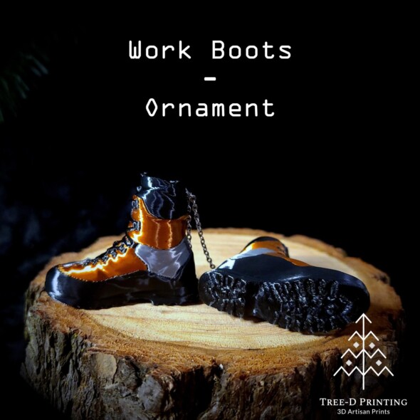 Miniature arborist work boots ornament